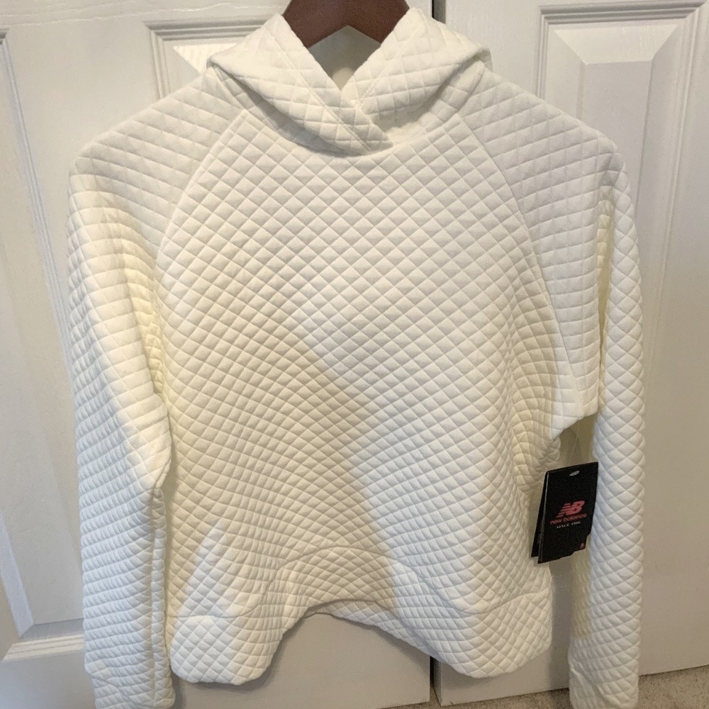 Girls New Balance Cropped Hoodie Sweatshirt- White / Small(Brand New)